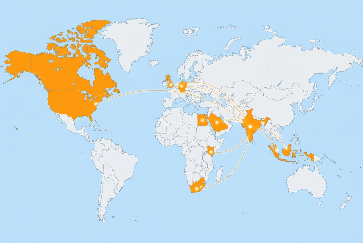 Bimi Worldwide Global Reach Map
